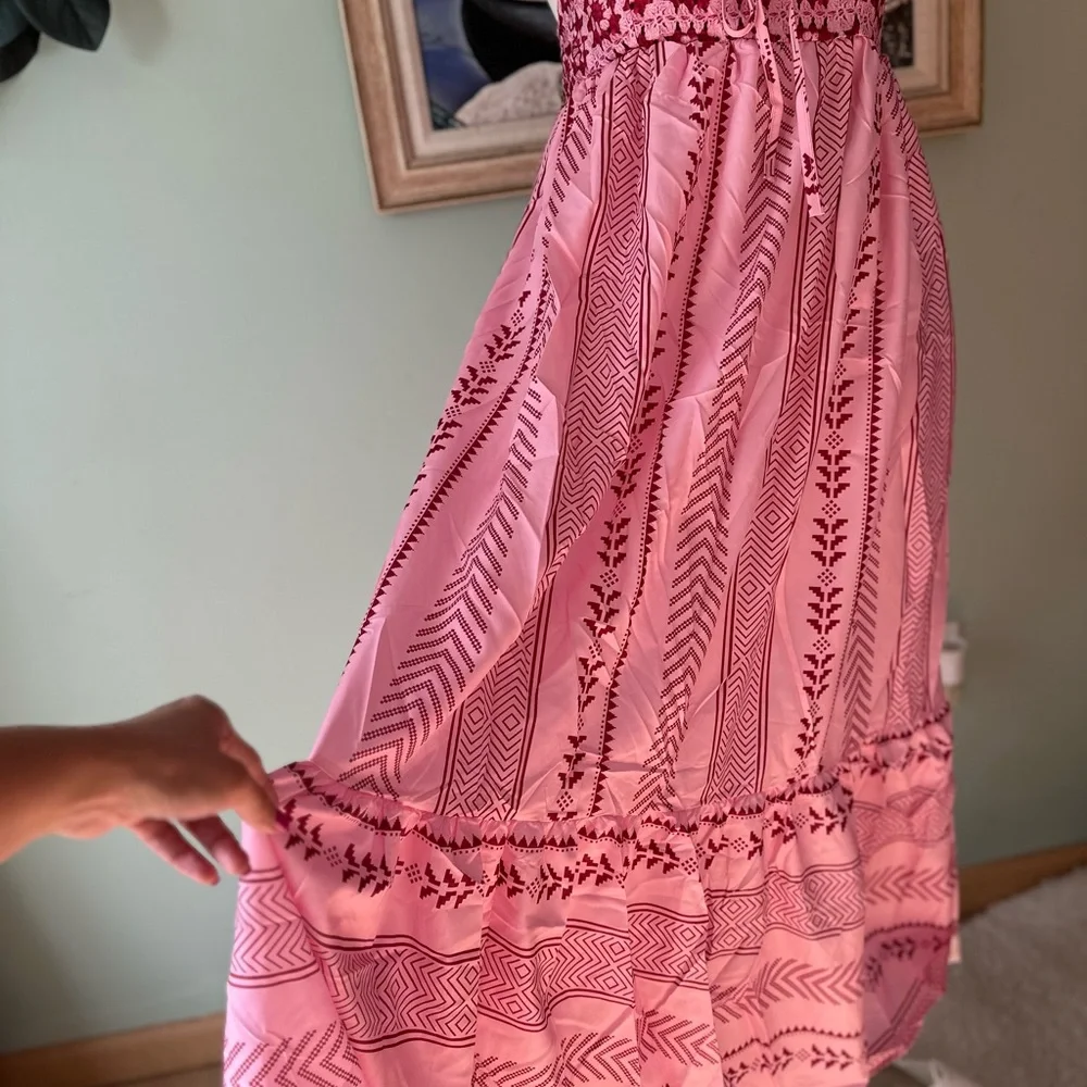 Pink Patterned Maxi Dress - Picture 7 of 9